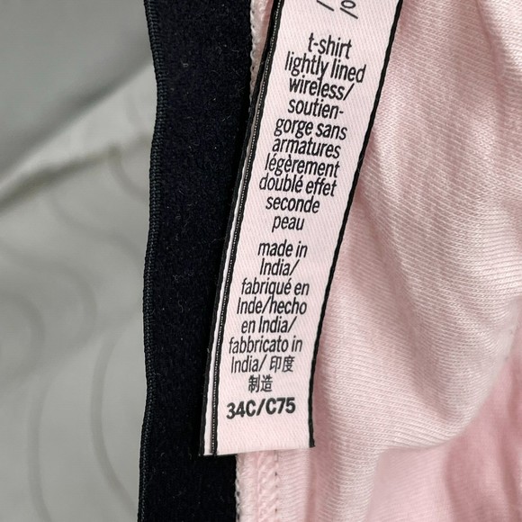 Victoria's Secret Bra Women’s Size 34C  T-shirt Lightly Lined Wireless Logo Pink - Picture 9 of 9